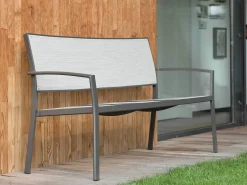Allround 2,5-Sitzer Bank Alu anthrazit mit Textilenbezug silber