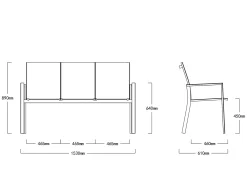 Aluminium Gartenbank Leona 3-Sitzer anthrazit|dark-smoke