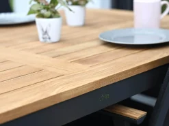 Aluminium Teakholz Gartentisch Serie Melago anthrazit