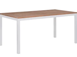 Aluminium Teakholz Gartentisch Serie Melago weiß