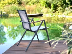 Alu Stapelsessel Topas Teak anthrazit|mouse-grey