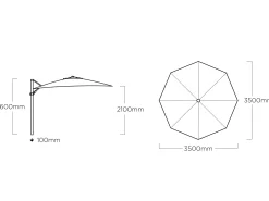 Ampelschirm Easy Swing Alu schwarz matt Ø350cm natur