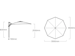 Ampelschirm Easy Swing Ø350cm silber|grau O´bravia