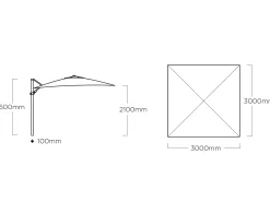 Ampelschirm Easy Swing 300x300cm silber|charcoal