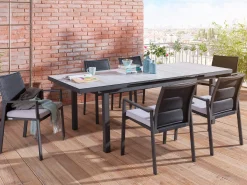 Ausziehtisch Nancer 180/240x100cm Alu anthrazit Glas mit Keramik
