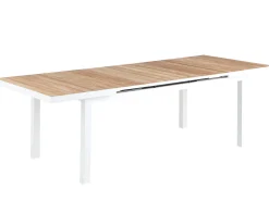 Ausziehtisch Nantes 180/240x100cm Alu weiß Teak gebürstet