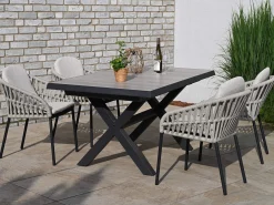 Ausziehtisch Toskana 160-200x90cm Keramik light stone grey