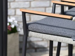 Bar Sessel Alila Alu Rope mit Teak-Armlehnen anthrazit|Moon Dust