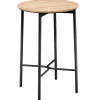 Bartisch Napoli Ø70cm Edelstahl beschichtet anthracite Teakholz