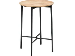 Bartisch Napoli Ø70cm Edelstahl beschichtet anthracite Teakholz