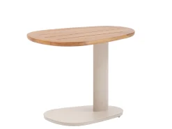 Beistelltisch Marbella Alu graubeige Teakholz 62x45cm