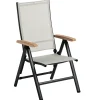 Black Line MANHATTAN Multipositionssessel Alu schwarz matt Bezug Dublin Teak
