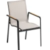 Black Line QUEENS Stapelsessel Alu schwarz matt Bezug Dublin Teak