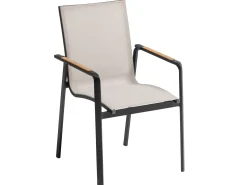 Black Line QUEENS Stapelsessel Alu schwarz matt Bezug Dublin Teak