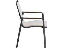 Black Line QUEENS Stapelsessel Alu schwarz matt Bezug Dublin Teak
