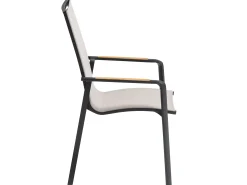 Black Line QUEENS Stapelsessel Highback Alu schwarz matt Bezug Dublin Teak