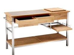 Butler Outdoor Küchenwagen Edelstahl Teak Keramik