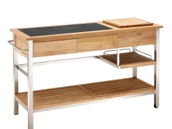 Butler Outdoor Küchenwagen Edelstahl Teak Keramik