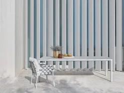 Caro Dining-Sessel Alu white String-Flex white grey