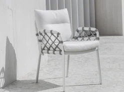 Caro Dining-Sessel Alu white String-Flex white grey