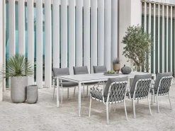 Caro Dining-Sessel Alu white String-Flex white grey