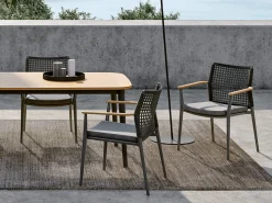 Charlie Alu Teak Dining Tisch 170 x 100 cm Alu anthracite