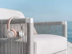 Club Lounge white Sessel inkl. Polster BOMBAY 626 anthracite