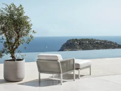 Club Lounge white Sessel inkl. Polster BOMBAY 626 anthracite