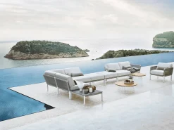 Club Lounge white Sessel inkl. Polster BOMBAY 626 anthracite