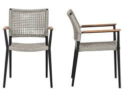 Dining Sessel Alila Alu Rope mit Teak-Armlehnen anthrazit|Moon Dust