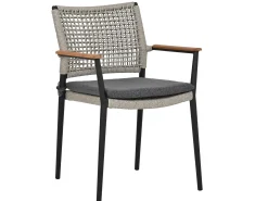 Dining Sessel Alila Alu Rope mit Teak-Armlehnen anthrazit|Moon Dust