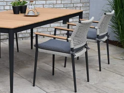 Dining Sessel Alila Alu Rope mit Teak-Armlehnen anthrazit|Moon Dust
