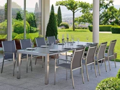 Doppel-Ausziehtisch Standard Edelstahl Silverstar 174-254x90cm