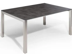 Doppel-Ausziehtisch Sydney Edelstahl HPL 160-210-260x100cm