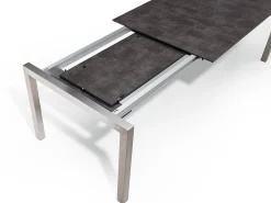 Doppel-Ausziehtisch Sydney Edelstahl HPL 160-210-260x100cm