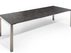 Doppel-Ausziehtisch Sydney Edelstahl HPL 160-210-260x100cm