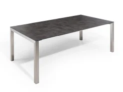 Doppel-Ausziehtisch Sydney Edelstahl HPL 160-210-260x100cm