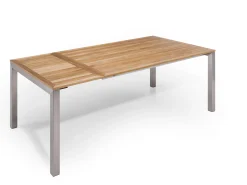 Doppel-Ausziehtisch Sydney Edelstahl Teak 160-210-260x100cm