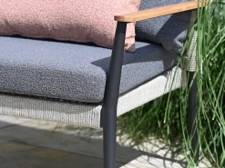 Ecklounge Set Alila rechts verlängert Alu Rope mit Teak anthrazit|Moon Dust