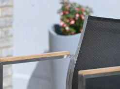 Edelstahl Barhocker Palladium Teak silvergrey