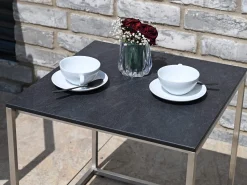 Edelstahl Beistelltisch Outdoor Palladium 45x45cm HPL