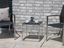 Edelstahl Beistelltisch Outdoor Palladium 45x45cm HPL