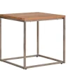 Edelstahl Beistelltisch Outdoor Palladium 45x45cm Teakholz