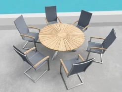 Edelstahl Freischwinger Rhodium Teak dark-smoke