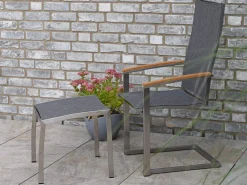 Edelstahl Fußhocker Rhodium dark-smoke