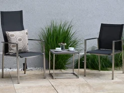 Edelstahl Highback Stapelsessel Karat softsling black