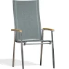 Edelstahl Highback Stapelsessel Rhodium Teak dark-smoke