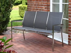 Edelstahl 3-Sitzer Bank Palladium silvergrey
