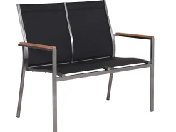 Edelstahl 2-Sitzer Bank Palladium Teak silvergrey