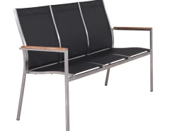 Edelstahl 3-Sitzer Bank Palladium Teak silvergrey